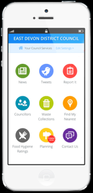 The East Devon app viewed on a smart phone